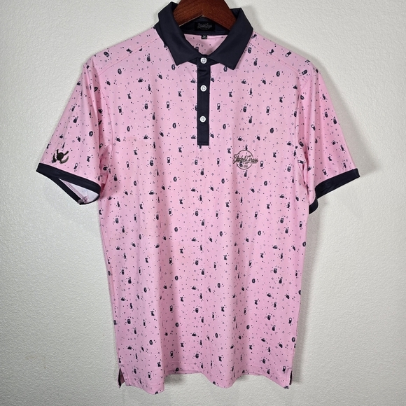 Blade & Grass Club Mens Short Sleeve Medium Golf Performance Polo All Over Print - Picture 1 of 8